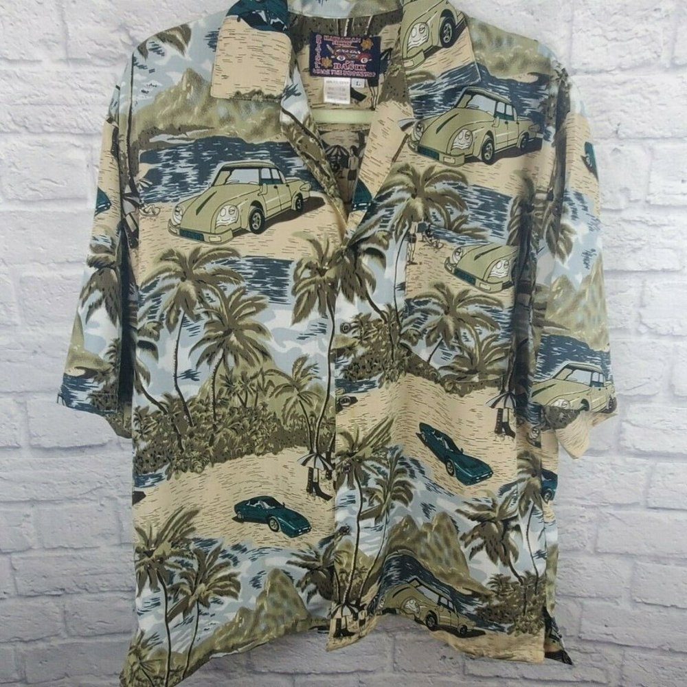 L Men's Hawaiian Shirt Enzo Ferrari Large Palm Trees Summer